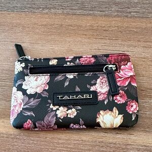 Tahari Black Floral Wristlet